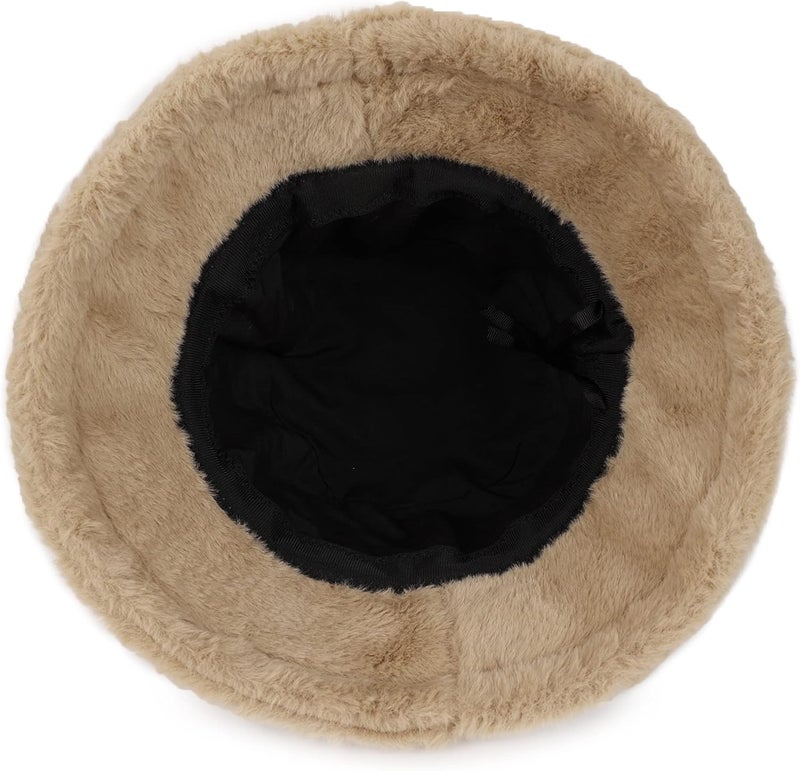Umeepar Winter Faux Fur Fuzzy Bucket Hat Fluffy Warm Hat for Women Men - Image 3